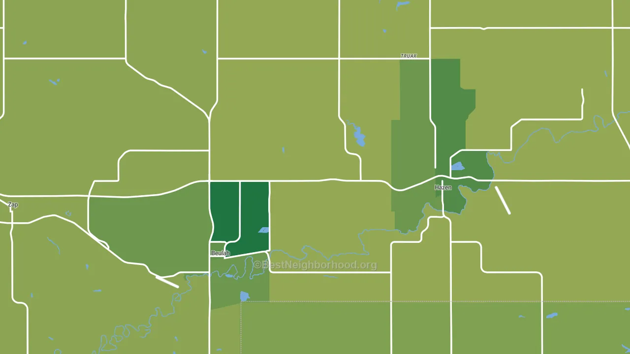 Mercer County, ND block-group voter-turnout map