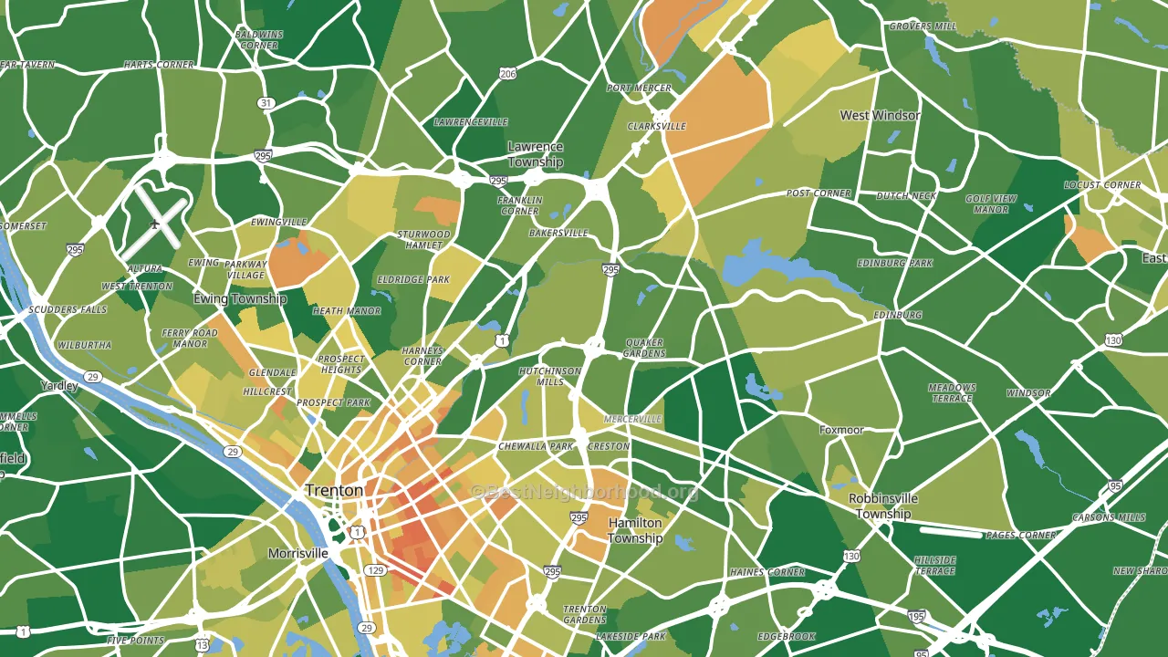 Mercer County, NJ block-group voter-turnout map