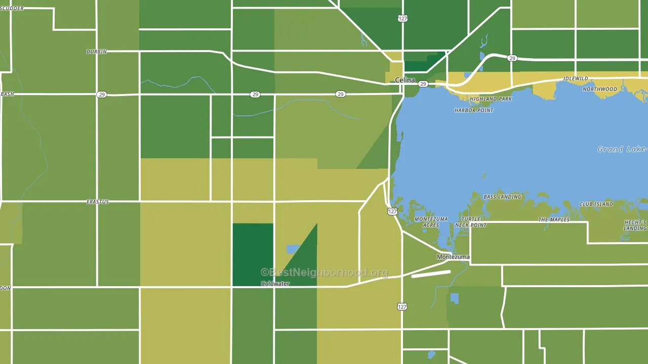Mercer County, OH block-group voter-turnout map