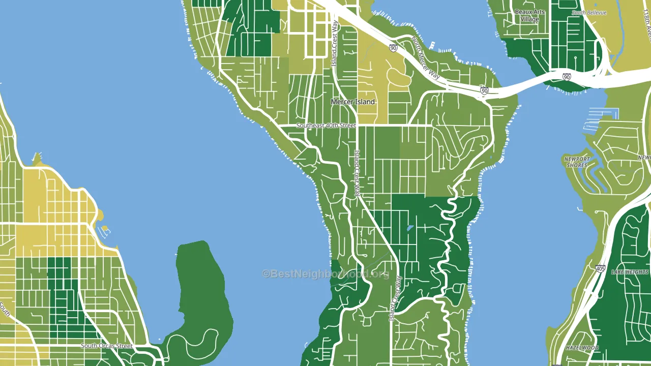 Mercer Heights, Mercer Island, WA block-group voter-turnout map