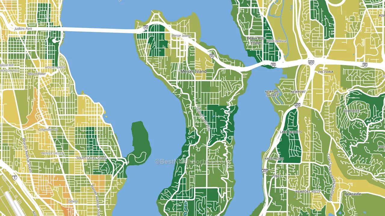 Mercer Island, WA block-group voter-turnout map