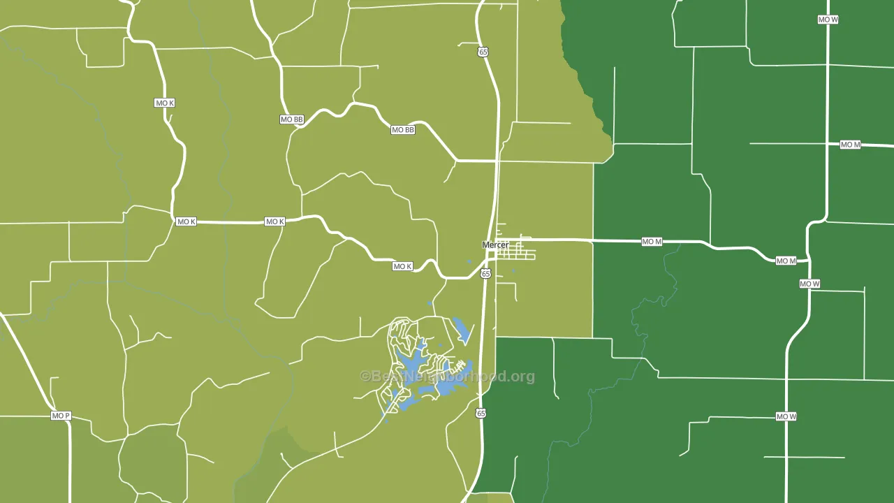 Mercer, MO block-group voter-turnout map