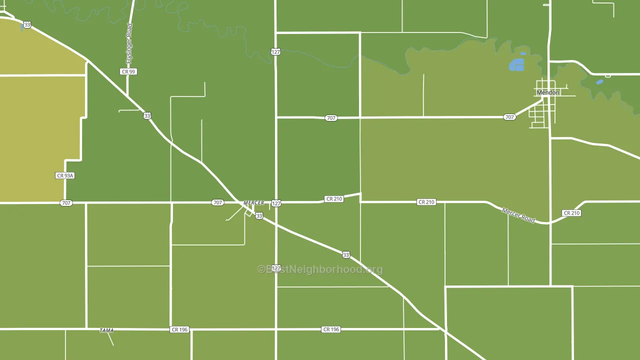 Mercer, OH block-group voter-turnout map