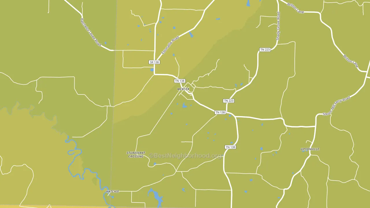 Mercer, TN block-group voter-turnout map