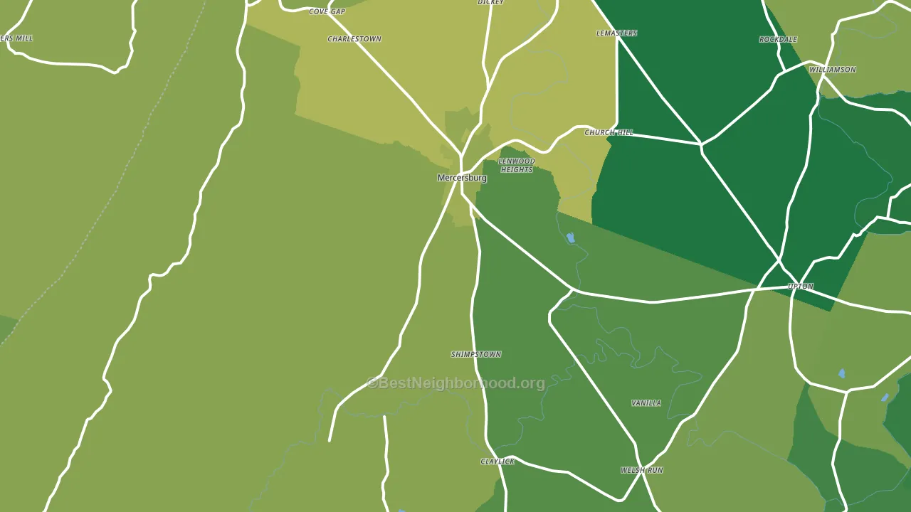 Mercersburg, PA block-group voter-turnout map