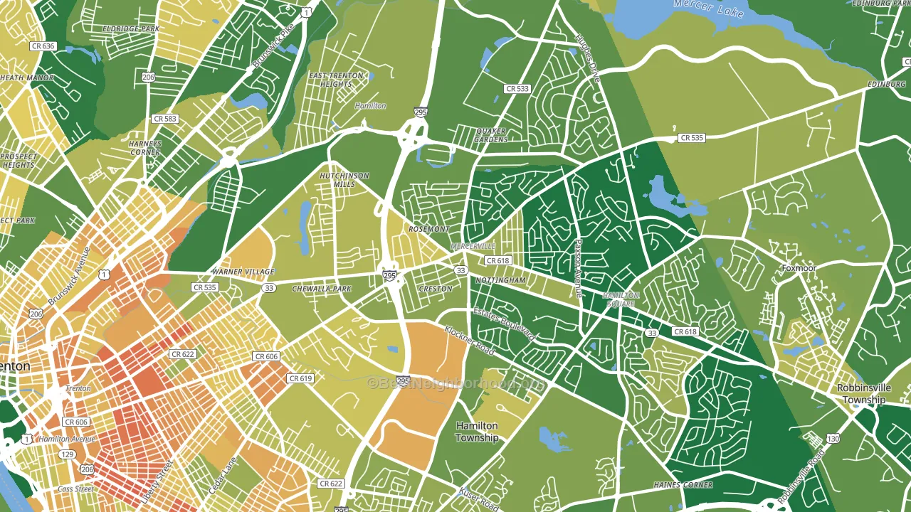 Mercerville, NJ block-group voter-turnout map