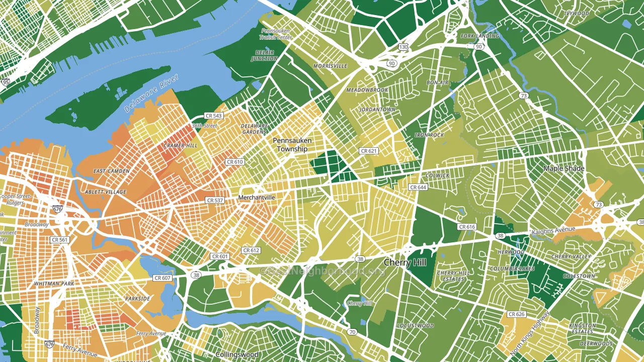 Merchantville, NJ block-group voter-turnout map
