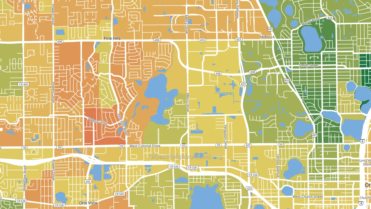 Mercy Drive, Orlando, FL block-group voter-turnout map