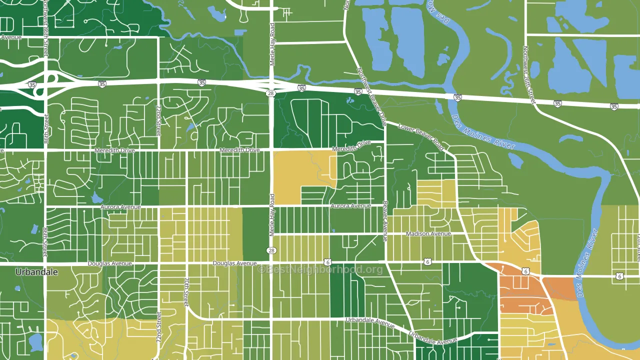 Meredith, Des Moines, IA block-group voter-turnout map