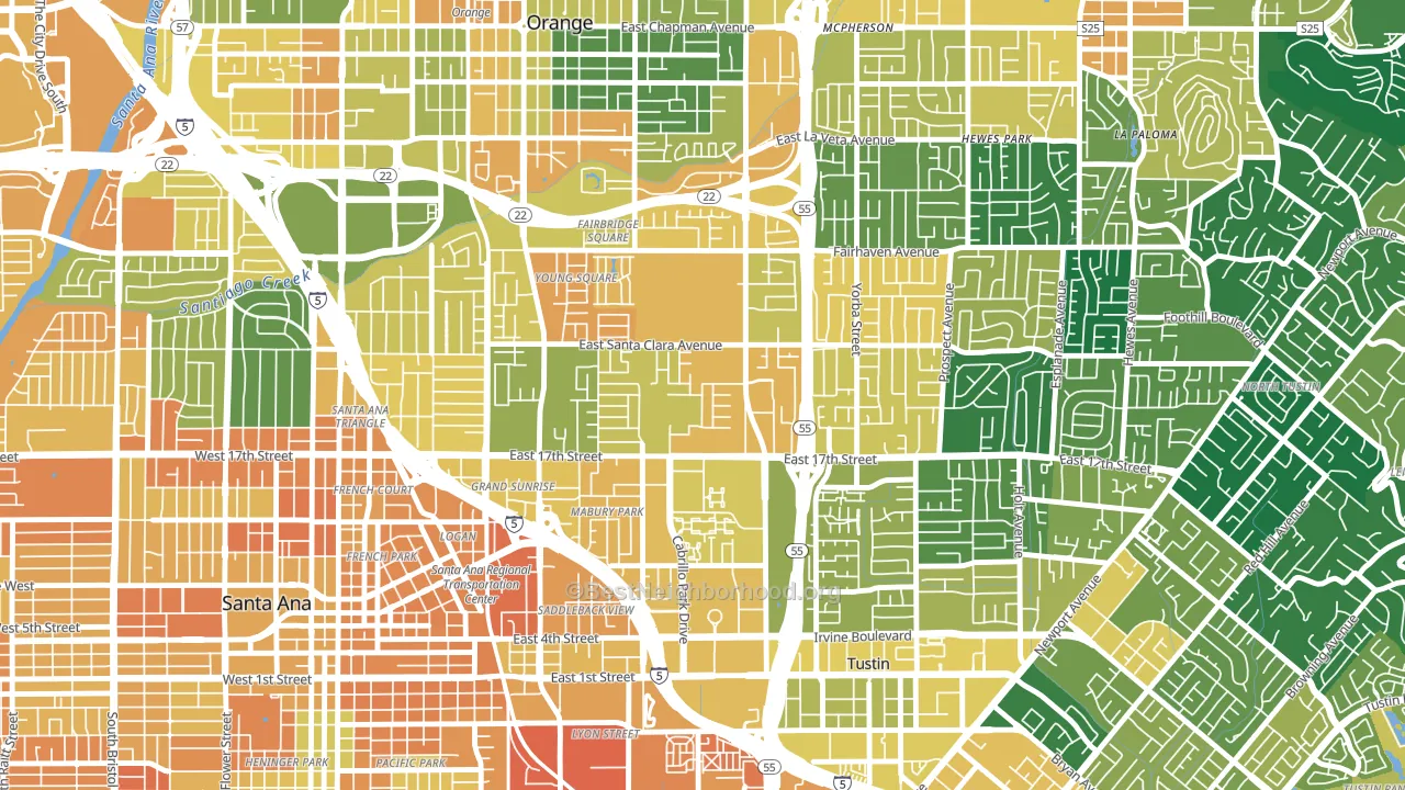 Meredith Parkwood, Santa Ana, CA block-group voter-turnout map