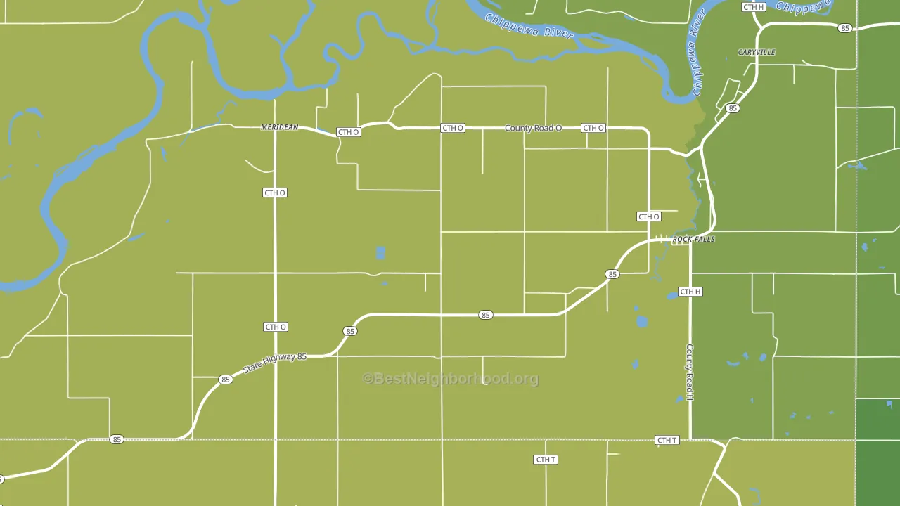 Meridean, WI block-group voter-turnout map