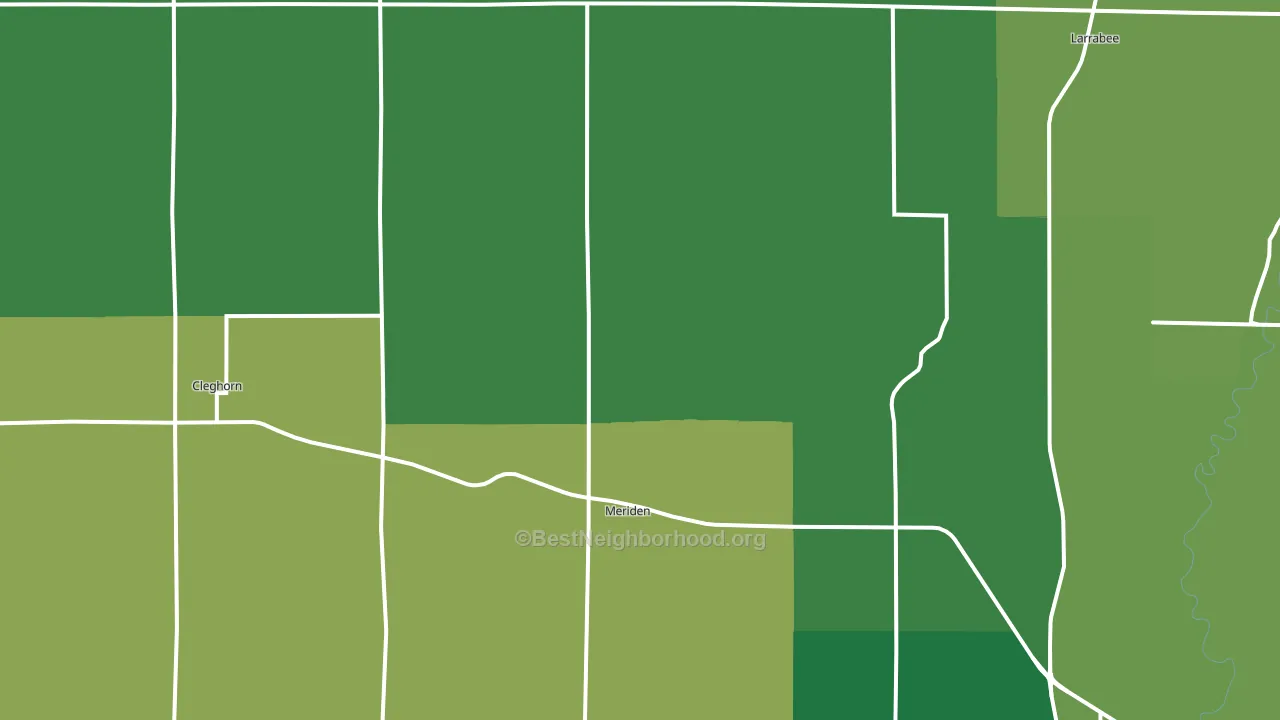 Meriden, IA block-group voter-turnout map