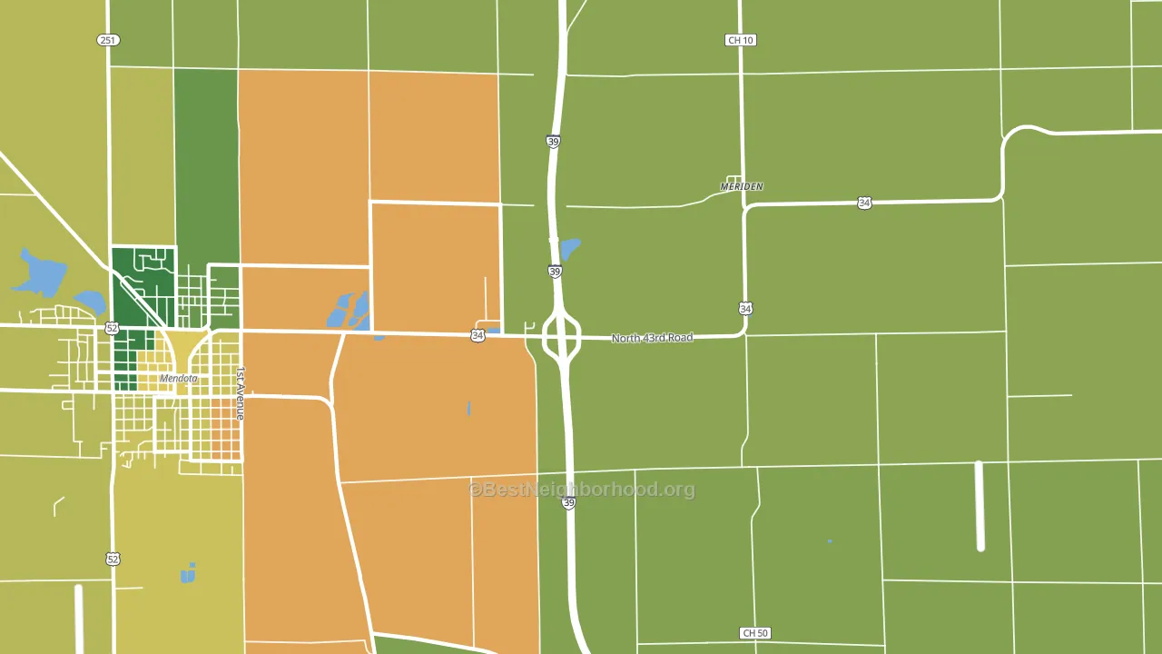 Meriden, IL block-group voter-turnout map