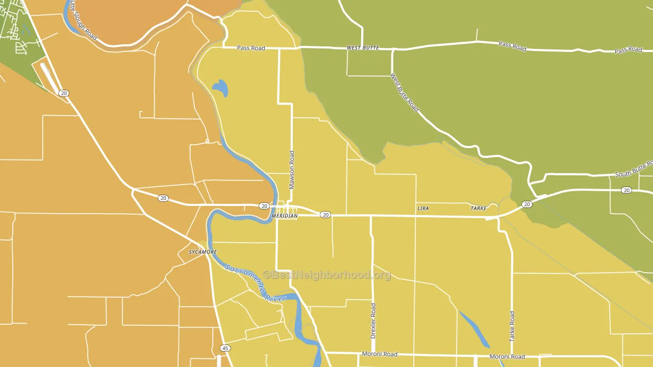 Meridian, CA block-group voter-turnout map