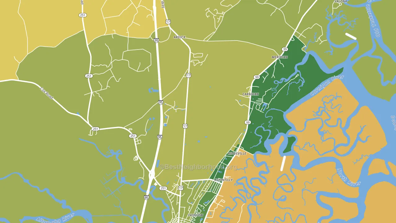 Meridian, GA block-group voter-turnout map