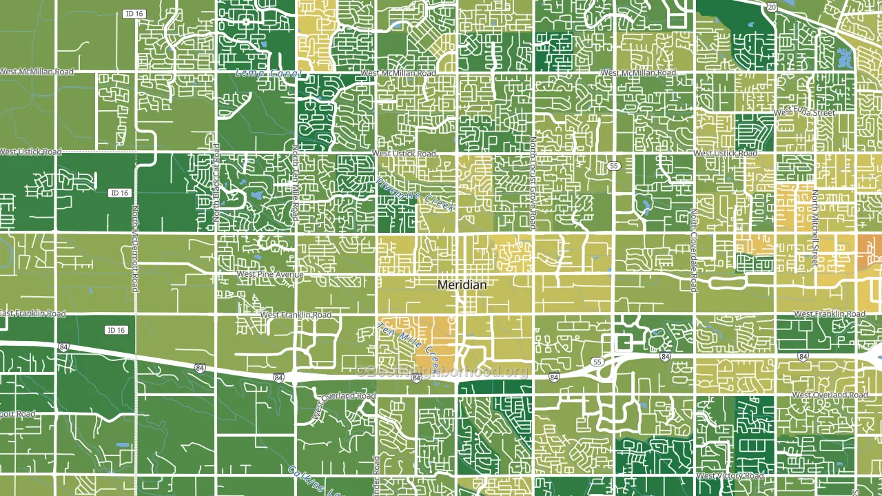 Meridian, ID block-group voter-turnout map