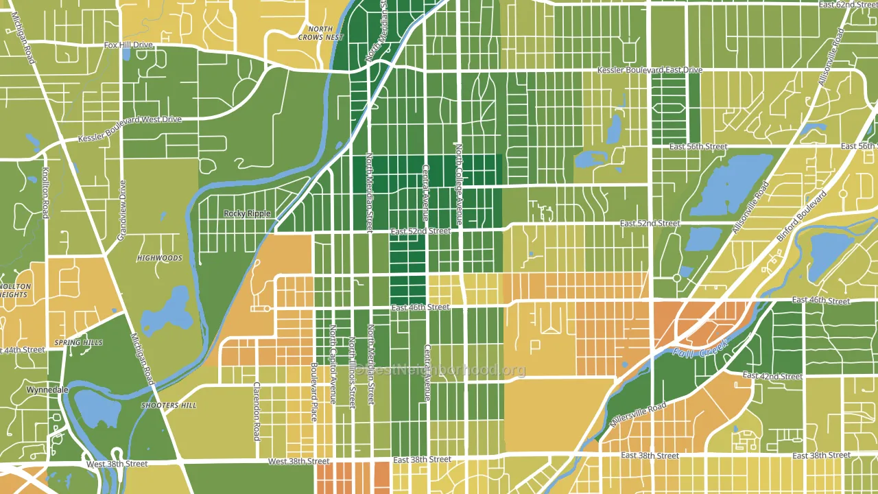 Meridian-Kessler, Indianapolis, IN block-group voter-turnout map