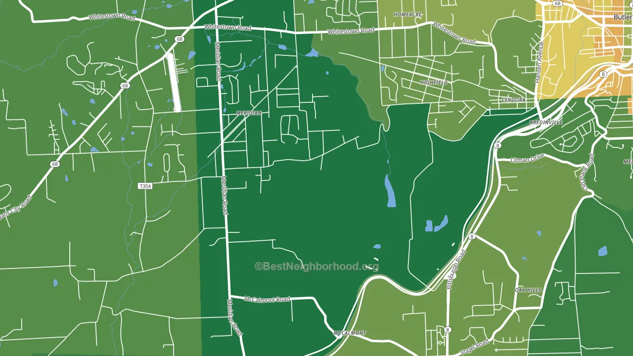 Meridian, PA block-group voter-turnout map