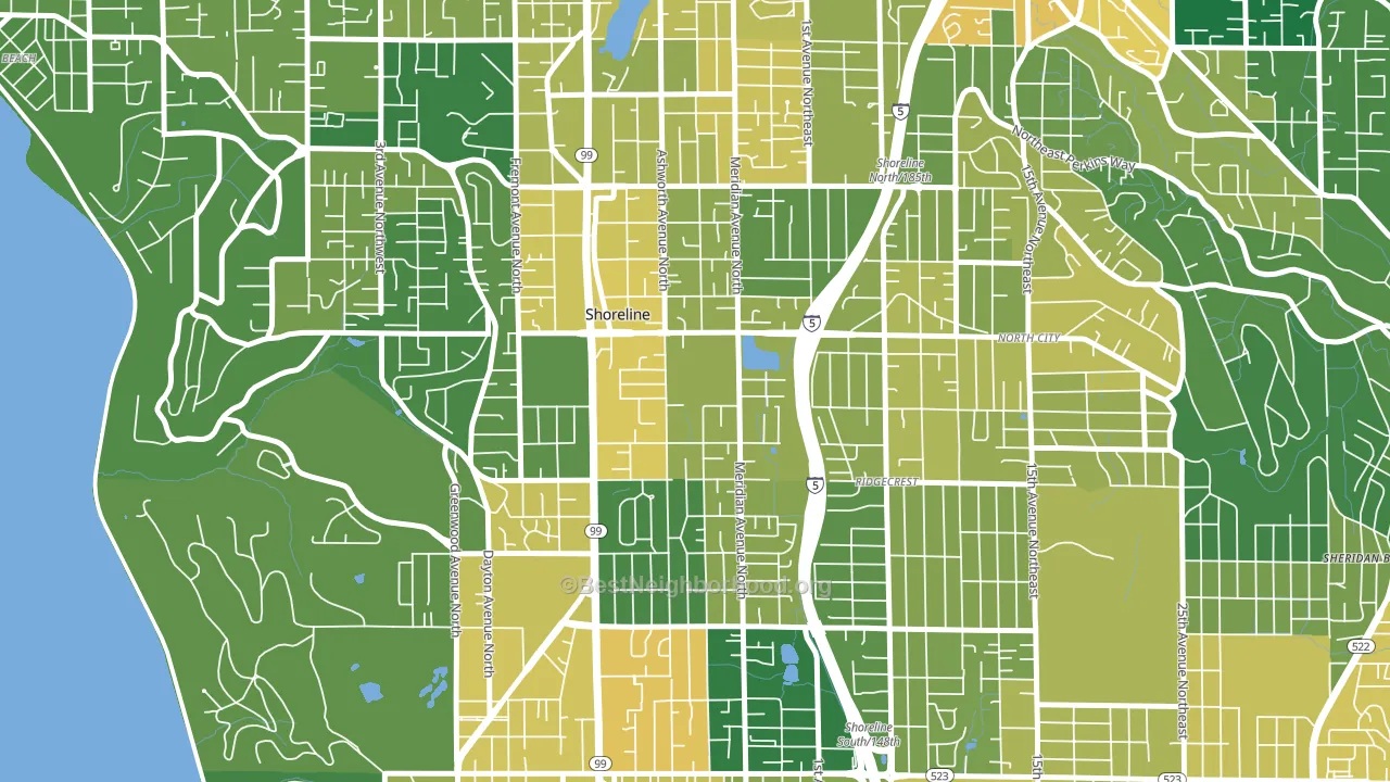 Meridian Park, Shoreline, WA block-group voter-turnout map