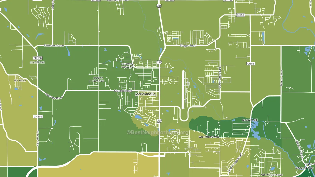 Meridianville, AL block-group voter-turnout map