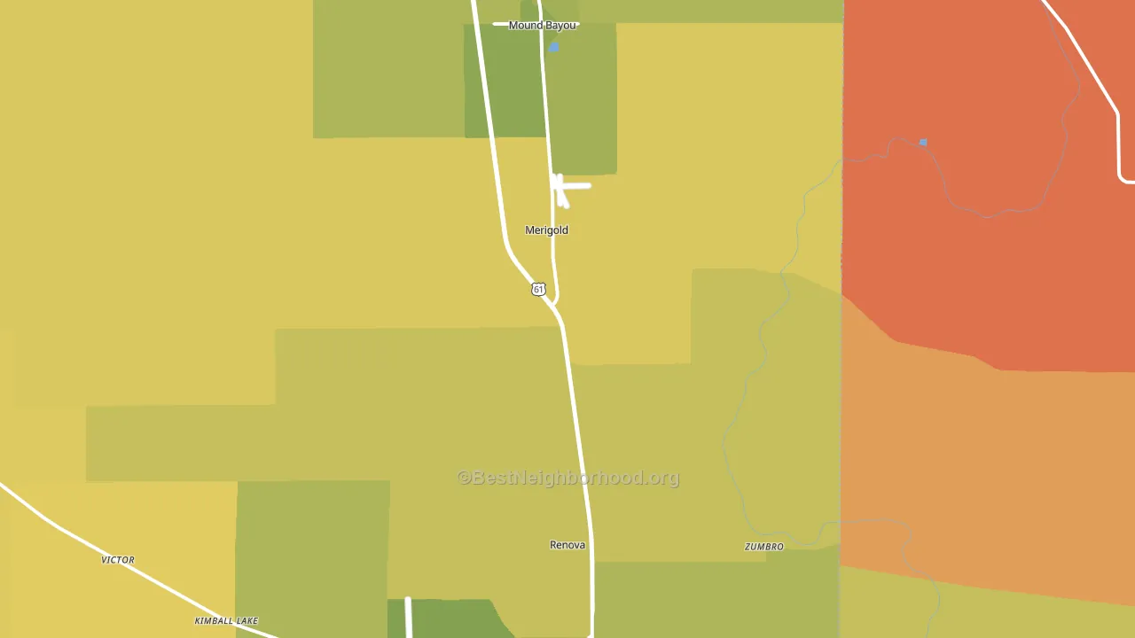 Merigold, MS block-group voter-turnout map