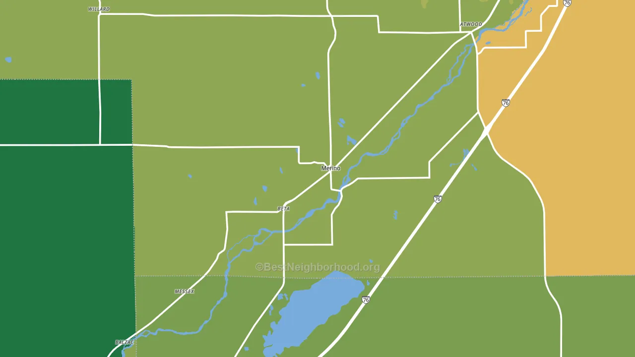 Merino, CO block-group voter-turnout map