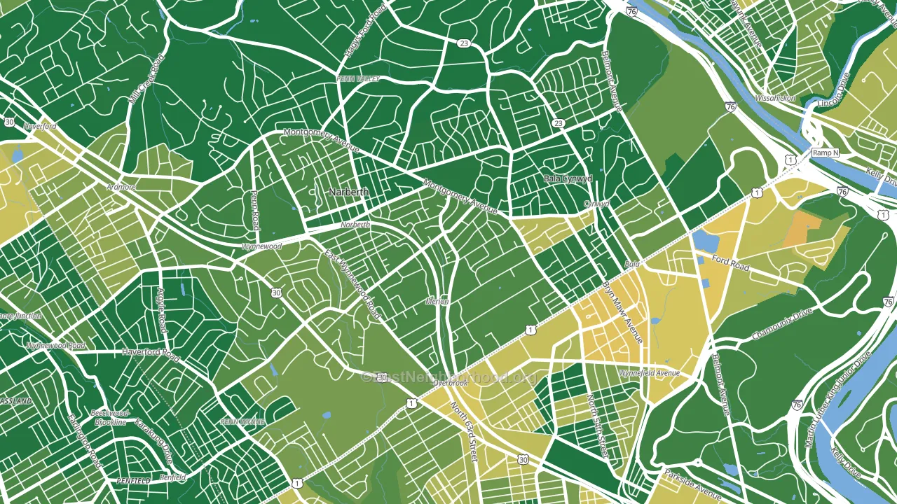 Merion Station, PA block-group voter-turnout map