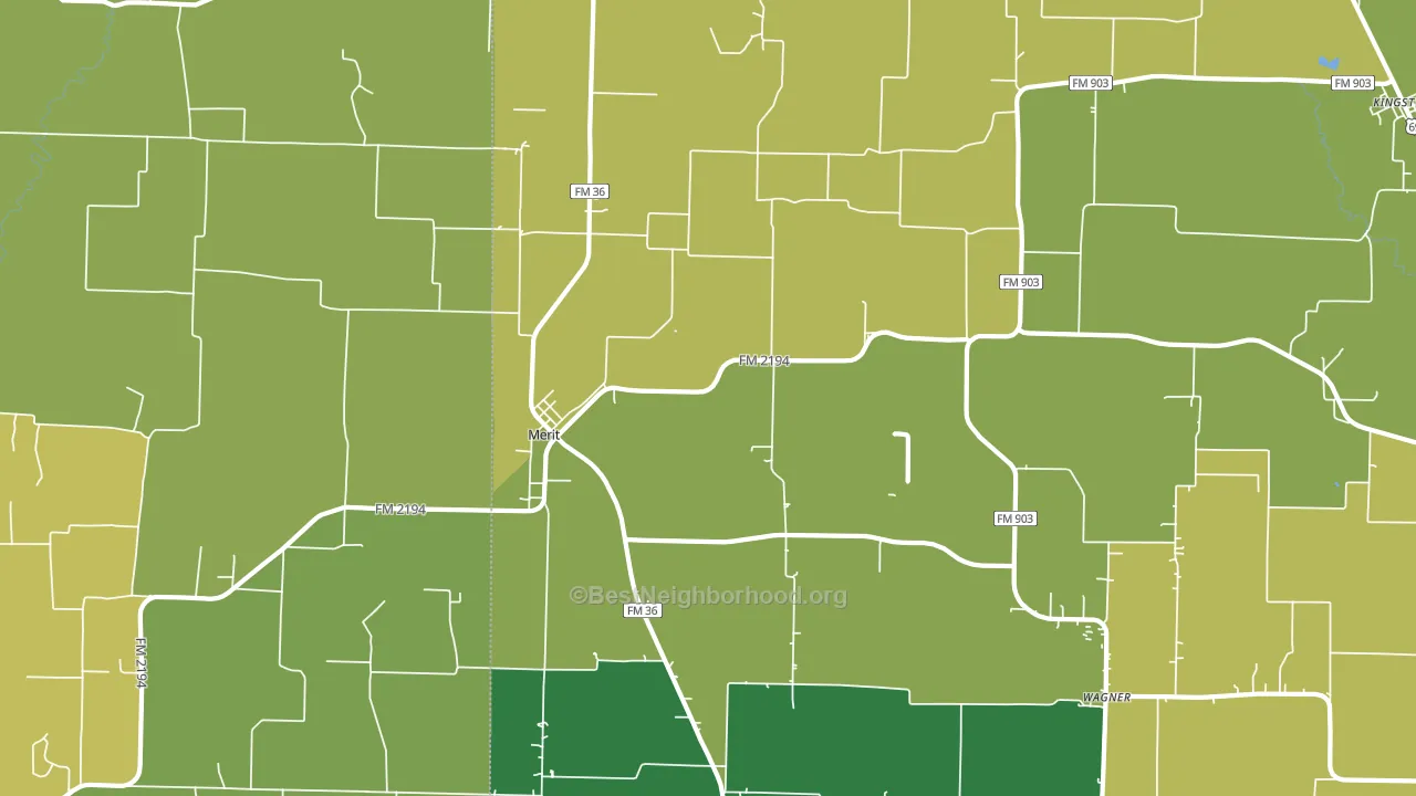 Merit, TX block-group voter-turnout map