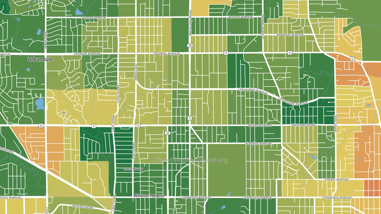 Merle Hay, Des Moines, IA block-group voter-turnout map