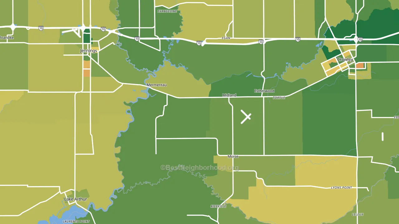 Mermentau, LA block-group voter-turnout map