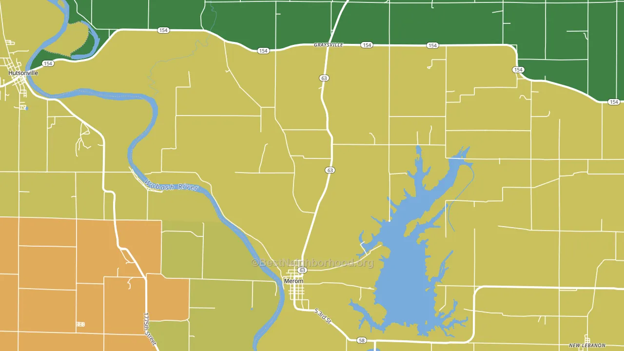 Merom, IN block-group voter-turnout map