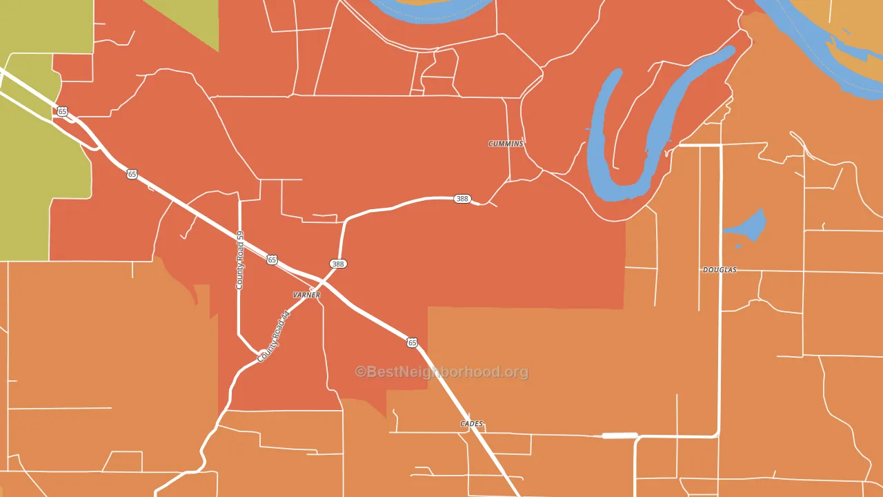 Meroney, AR block-group voter-turnout map