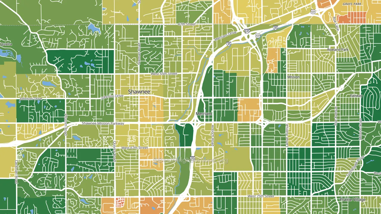 Merriam, KS block-group voter-turnout map