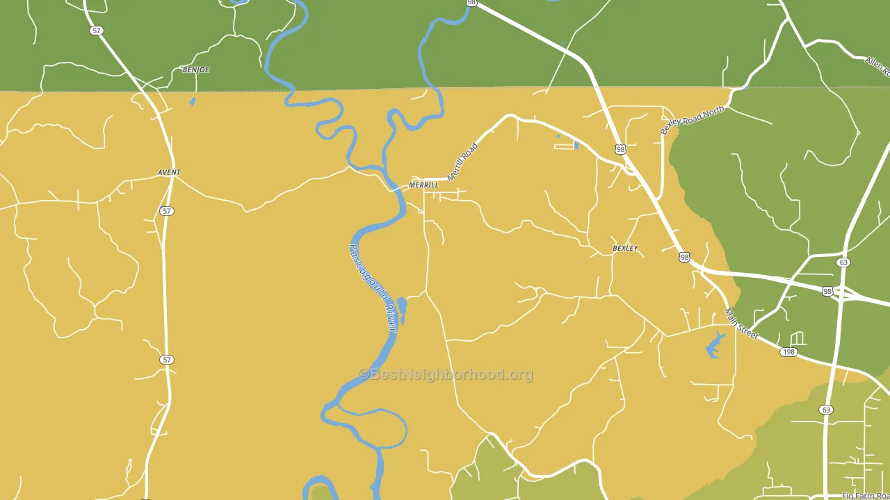 Merrill, MS block-group voter-turnout map