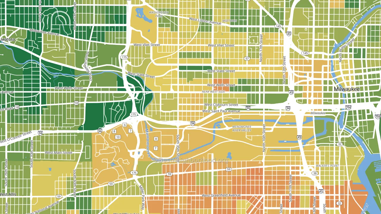 Merrill Park, Milwaukee, WI block-group voter-turnout map