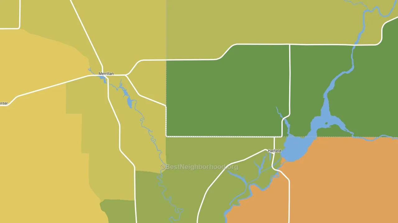 Merrillan, WI block-group voter-turnout map