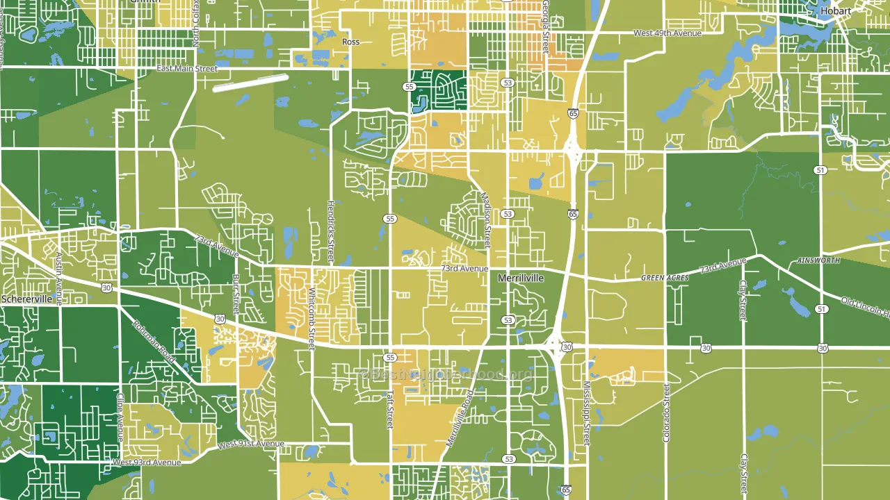 Merrillville, IN block-group voter-turnout map