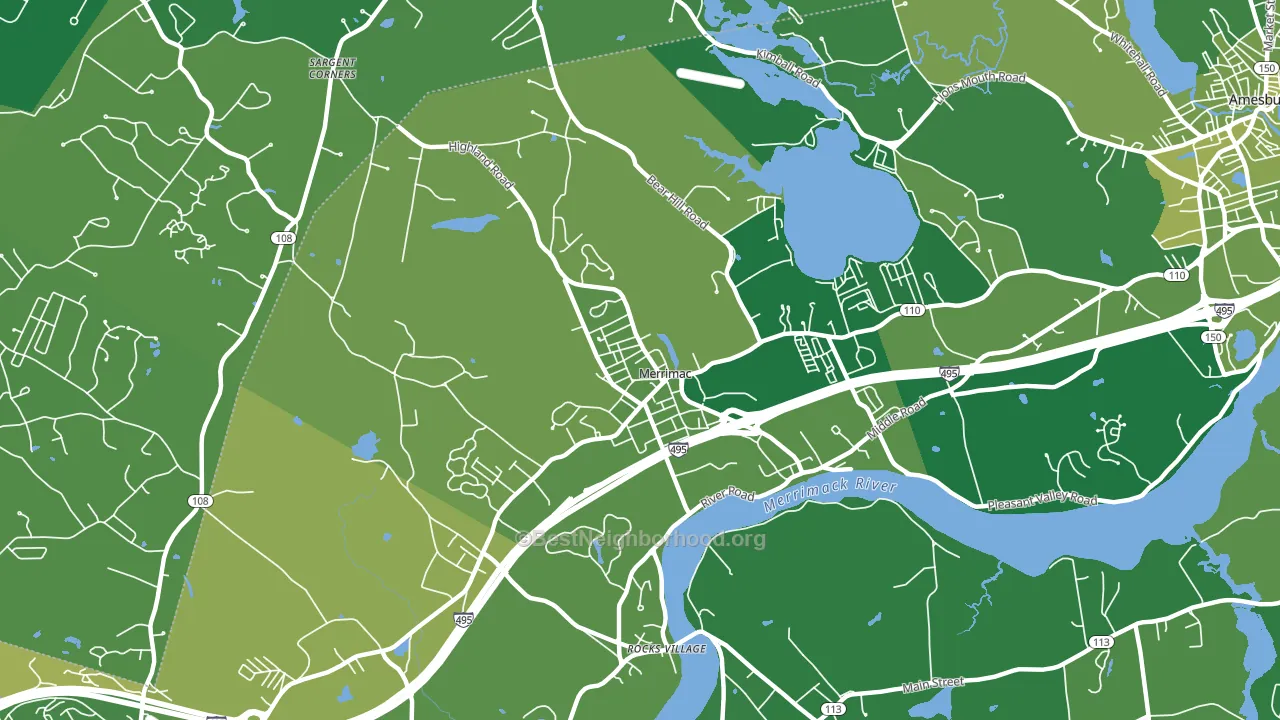 Merrimac, MA block-group voter-turnout map