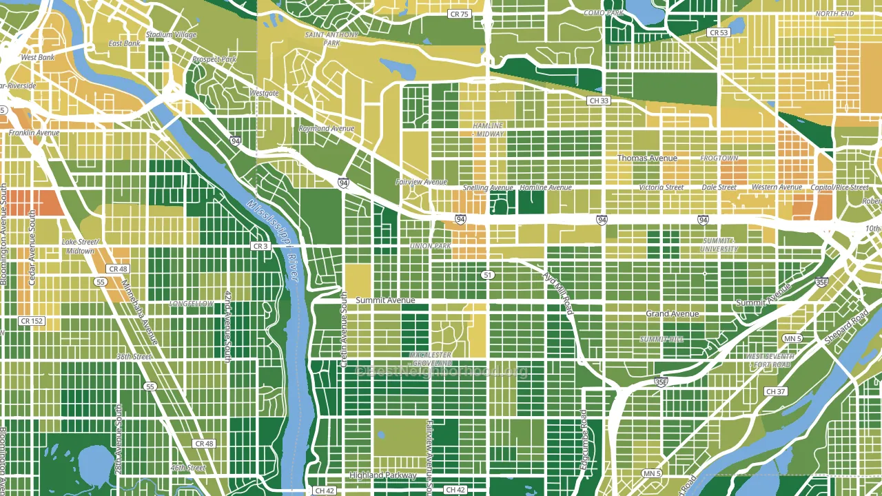 Merrlam Park, St. Paul, MN block-group voter-turnout map
