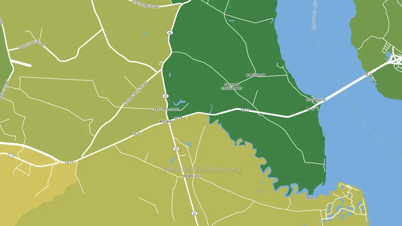 Merry Hill, NC block-group voter-turnout map