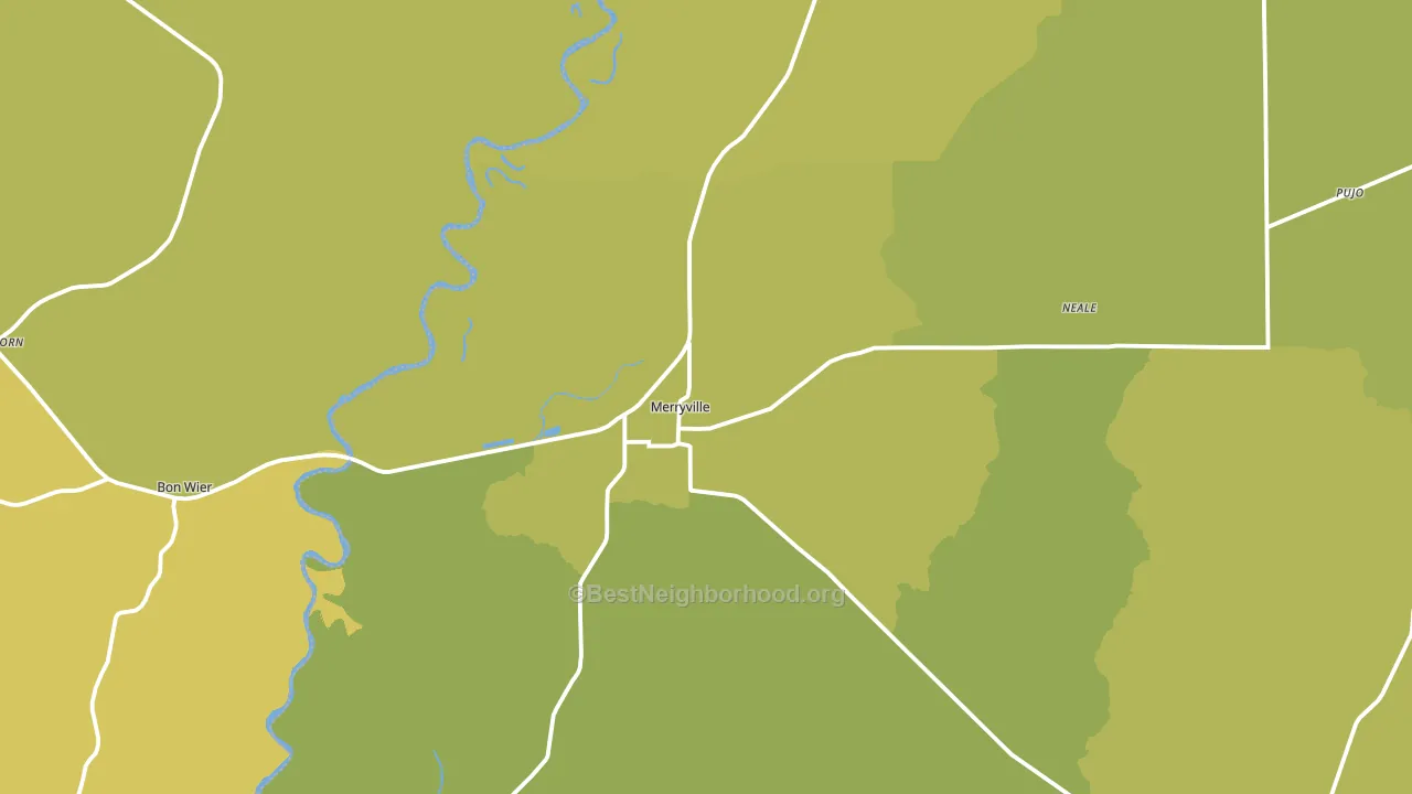 Merryville, LA block-group voter-turnout map