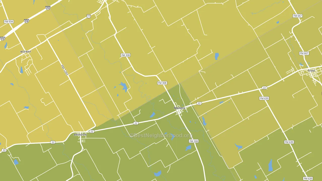 Mertens, TX block-group voter-turnout map