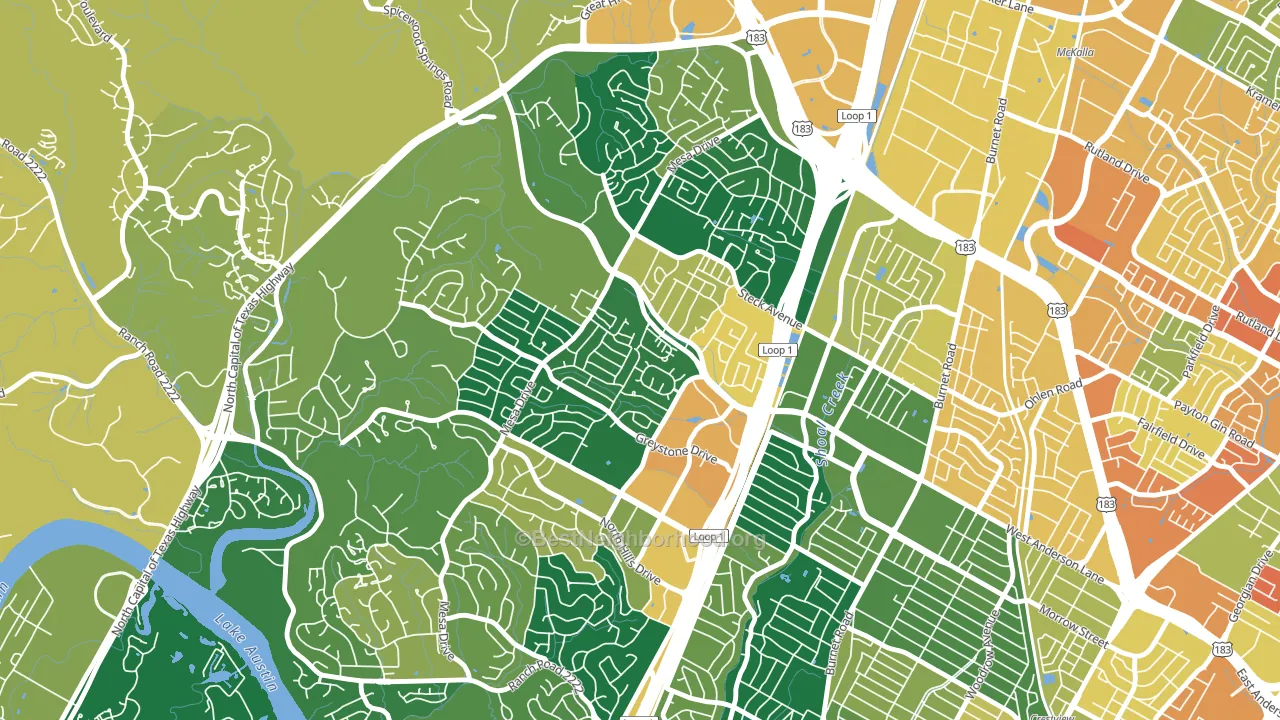 Mesa Forest, Austin, TX block-group voter-turnout map