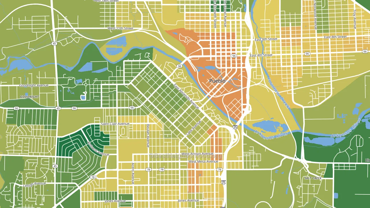 Mesa Junction, Pueblo, CO block-group voter-turnout map