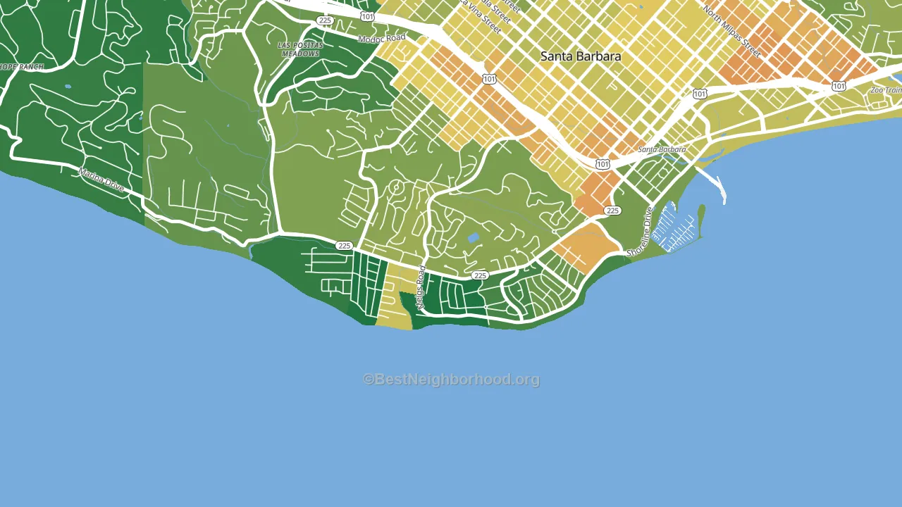 Mesa, Santa Barbara, CA block-group voter-turnout map