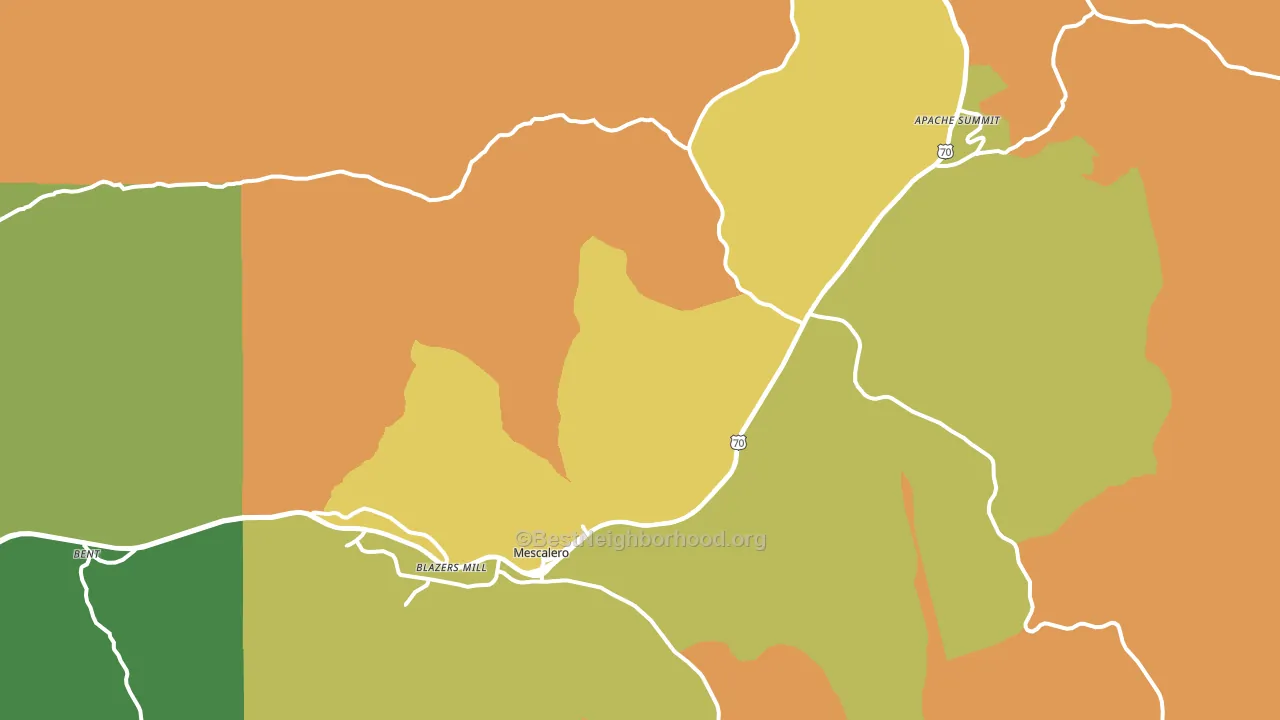 Mescalero, NM block-group voter-turnout map