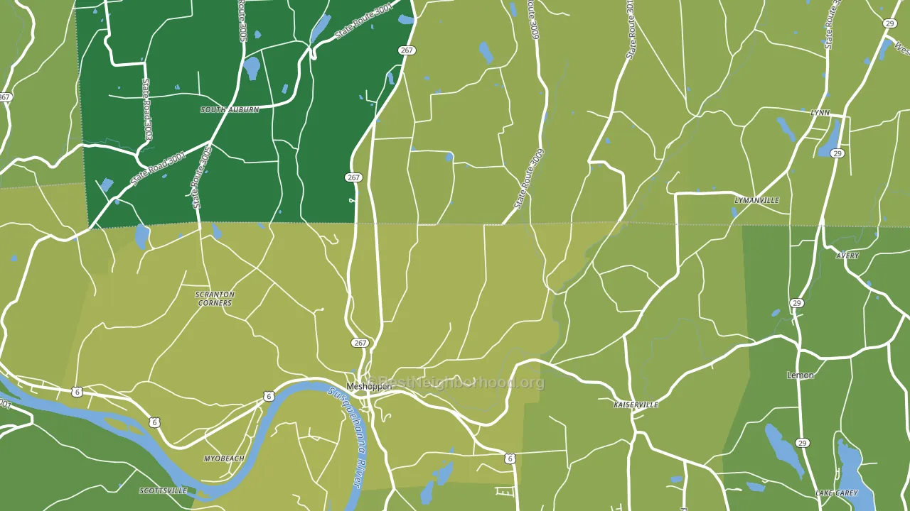 Meshoppen, PA block-group voter-turnout map
