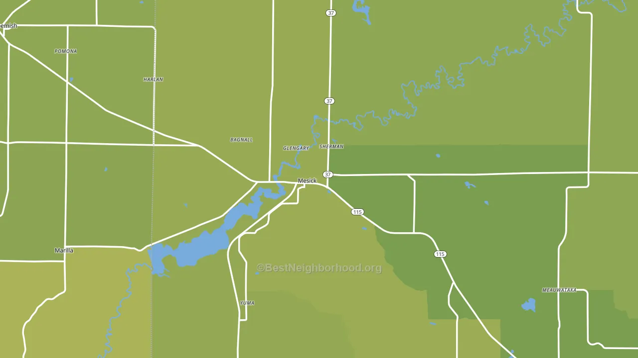 Mesick, MI block-group voter-turnout map