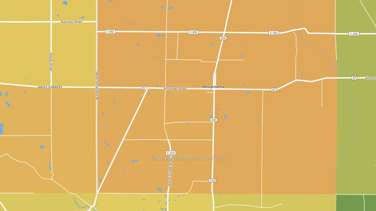Mesopotamia, OH block-group voter-turnout map