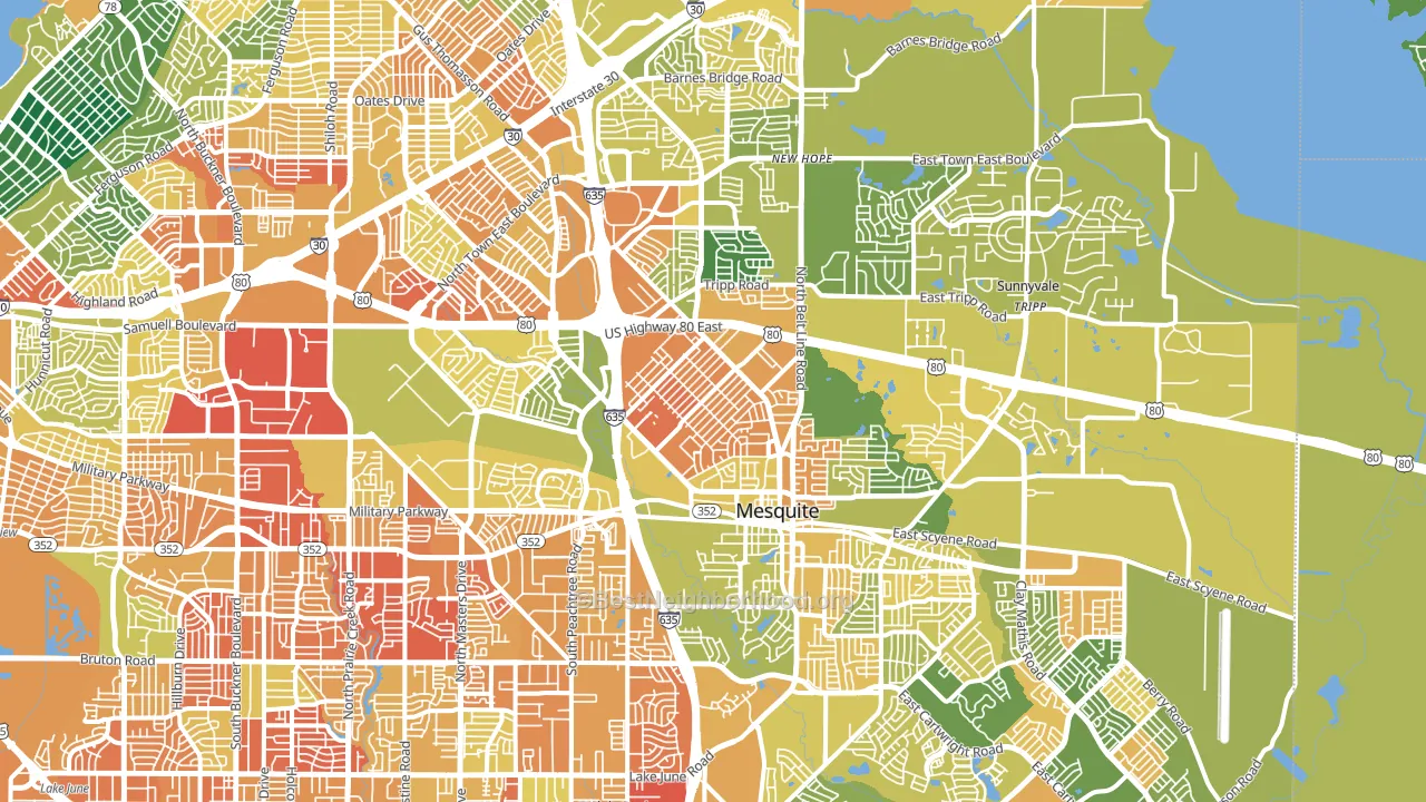 Mesquite, TX block-group voter-turnout map